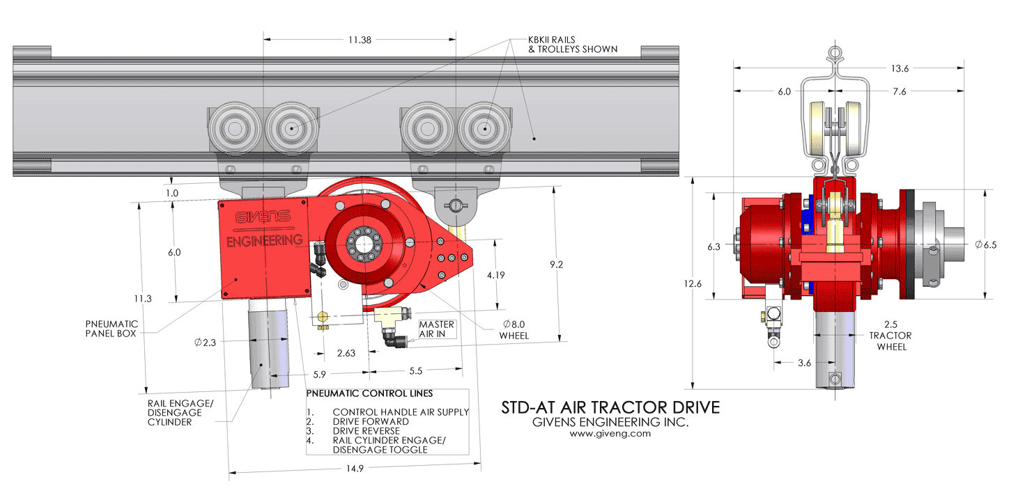 STD-AT Air Tractor Drive Dimensions by Givens Engineering Inc.